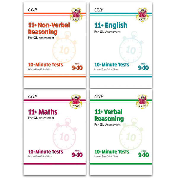 11+ GL 10-Minute Tests Age 9-10 Collection 4 Books Set: Maths, English, Verbal Reasoning, Non-Verbal Reasoning