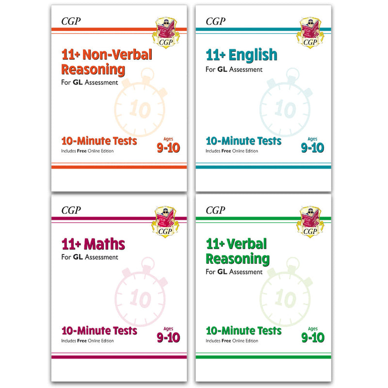 11+ GL 10-Minute Tests Age 9-10 Collection 4 Books Set: Maths, English, Verbal Reasoning, Non-Verbal Reasoning