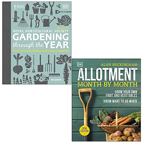 RHS Gardening Through the Year By Ian Spence & Allotment Month By Month By Alan Buckingham 2 Books Collection Set