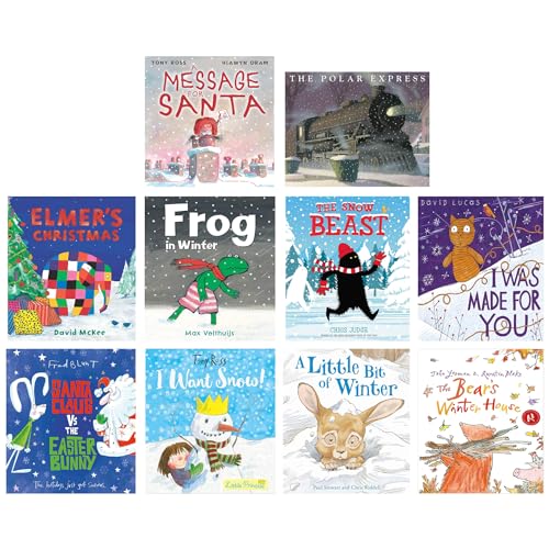 Cosy Christmas 10 Classic Festive Stories Picture Books Collection (A Message For Santa, The Polar Express, I was Made For You, I want Snow, Santa Claus vs the Easter Bunny, Elmer Christmas and 4 More)