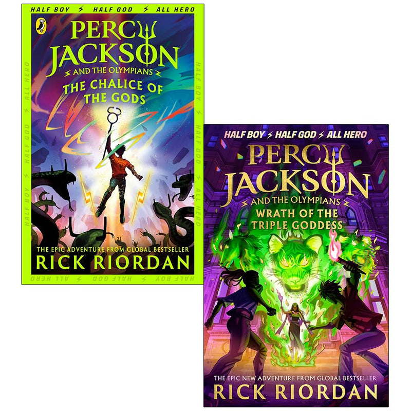 Percy Jackson & The Olympians 7 Children Books Collection Set by Rick Riordan (The Chalice of the Gods, Wrath of the Triple Goddess, The Lightning Thief, The Last Olympian, The Titan's Curse, The Sea of Monsters, The Battle of the Labyrinth)