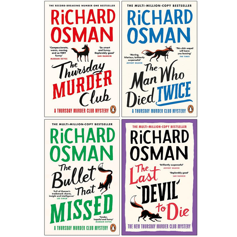 Richard Osman Collection 4 Books Set (The Thursday Murder Club, The Man Who Died Twice, The Bullet That Missed, The Last Devil To Die)