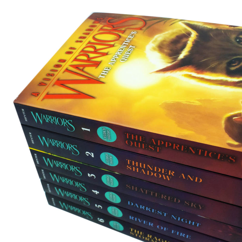 Warrior Cats A Vision of Shadows Series Books 1 - 6 Series 6 Collection Set By Erin Hunter (Apprentice's Quest, Thunder and Shadow, Shattered Sky, Darkest Night, River of Fire & Raging Storm)