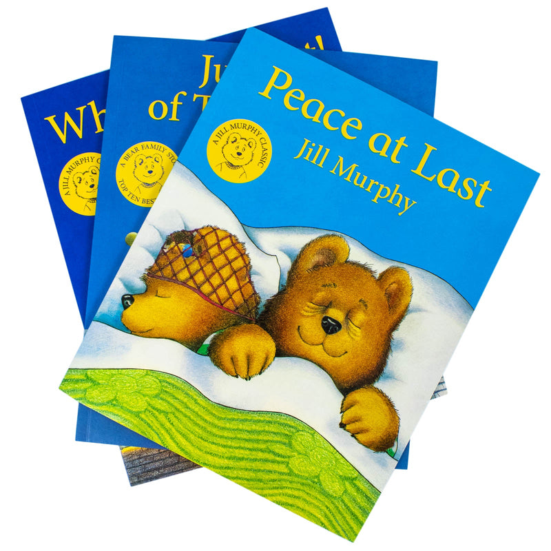 A Bear Family Book Collection 3 Books Set By Jill Murphy (Whatever Next!, Peace At Last, Just One Of Those Days)