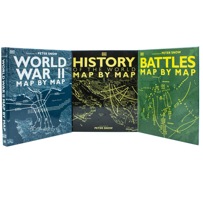 Map by Map Series 3 Books Collection Set (Battles, History of the World & World War II) DK