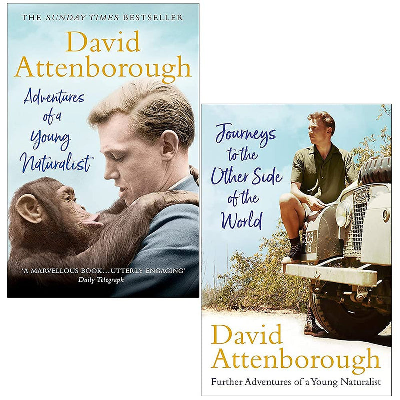 David Attenborough 2 Books Collection Set (Adventures of a Young Naturalist &amp; Journeys to the Other Side of the World)