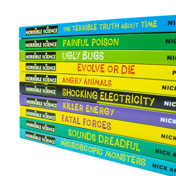 Horrible Science 10 Books Collection Set by Nick Arnold (The Terrible Truth, Painful Poison, Angry Animal, Evolve & Many More)