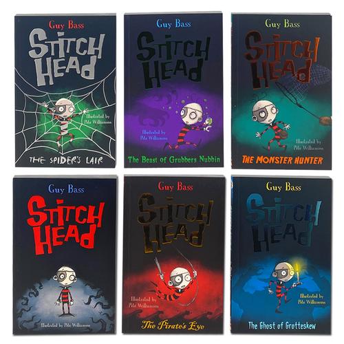 Stitch Head Series 6 Books Collection Box Set by Guy Bass (Stitch Head, Pirate's Eye, Ghost of Grotteskew, Spider's Lair)