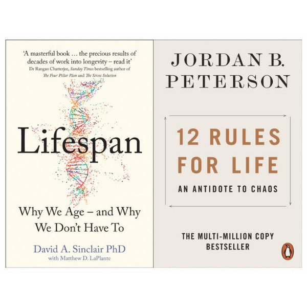 Lifespan Why We Age and Why We Dont Have To By Dr David A. Sinclair & 12 Rules for Life An Antidote to Chaos By Jordan B. Peterson 2 books Collection Set