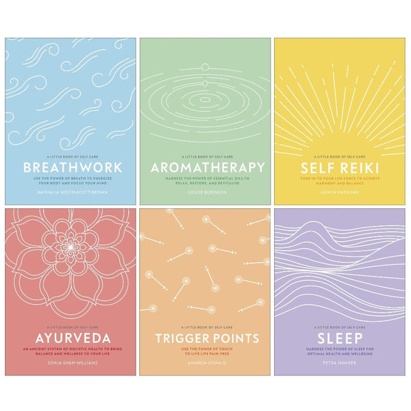 A Little Book of Self Care Collection 6 Books Set (Sleep, Self Reiki, Breathwork, Trigger Points, Ayurveda, Aromatherapy)