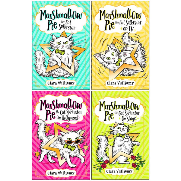 Marshmallow Pie the Cat Superstar Series 4 Books Collection Set By Clara Vulliamy (Marshmallow Pie The Cat Superstar, On TV, in Hollywood, On Stage)