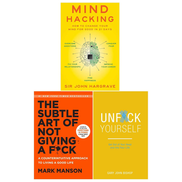 Mind Hacking, Unf*Ck Yourself, The Subtle Art Of Not Giving A F*Ck 3 Books Collection Set