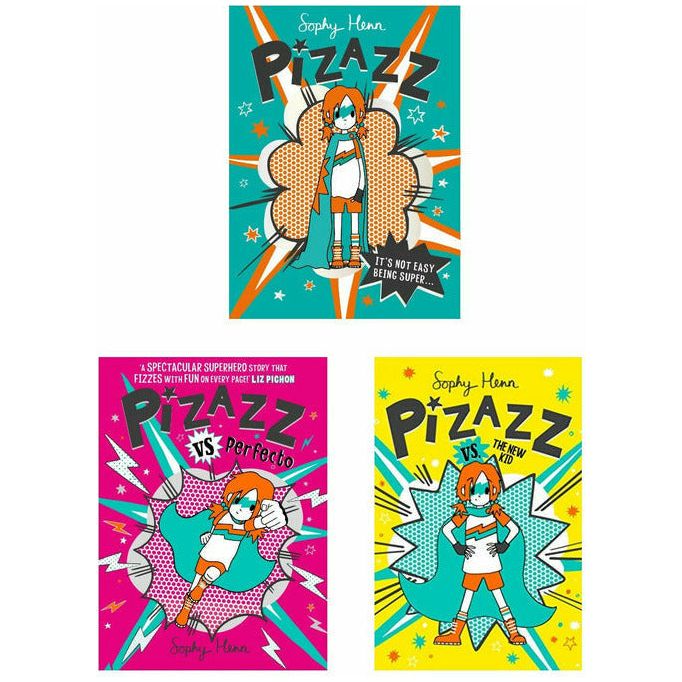 Sophy Henn Pizazz Series 3 Book Set (It's Not Easy Being Super, Vs Perfecto, The New Kid)