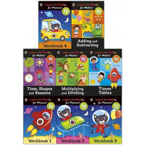 Ladybird I Am Ready Phonics Workbooks And Maths 8 Books Collection Set - books 4 people